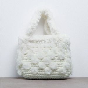 Zara white Crochet mini shopper bag